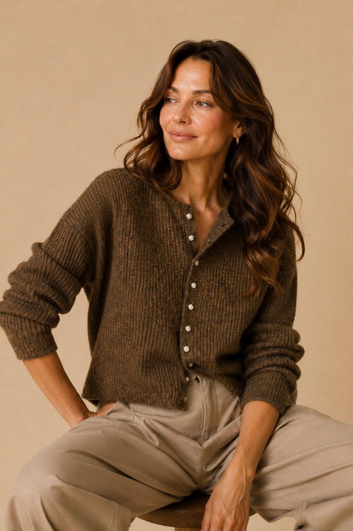 Rosalie Button Front Ribbed Sweater Cardigan