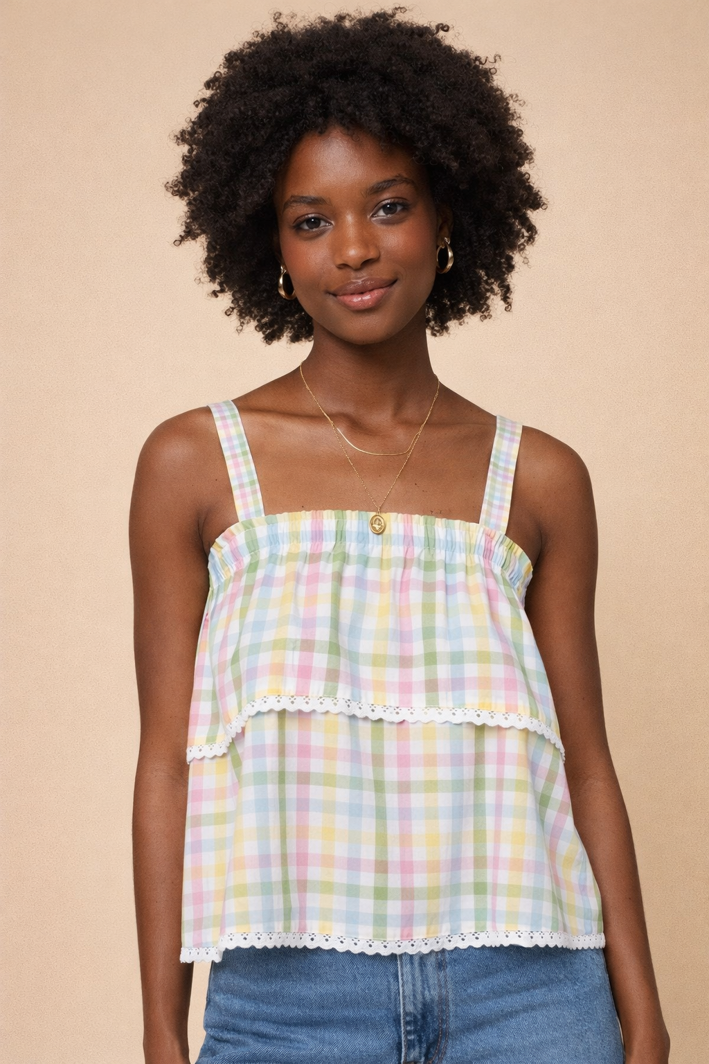 Maggie Multicolored Gingham Cami Top