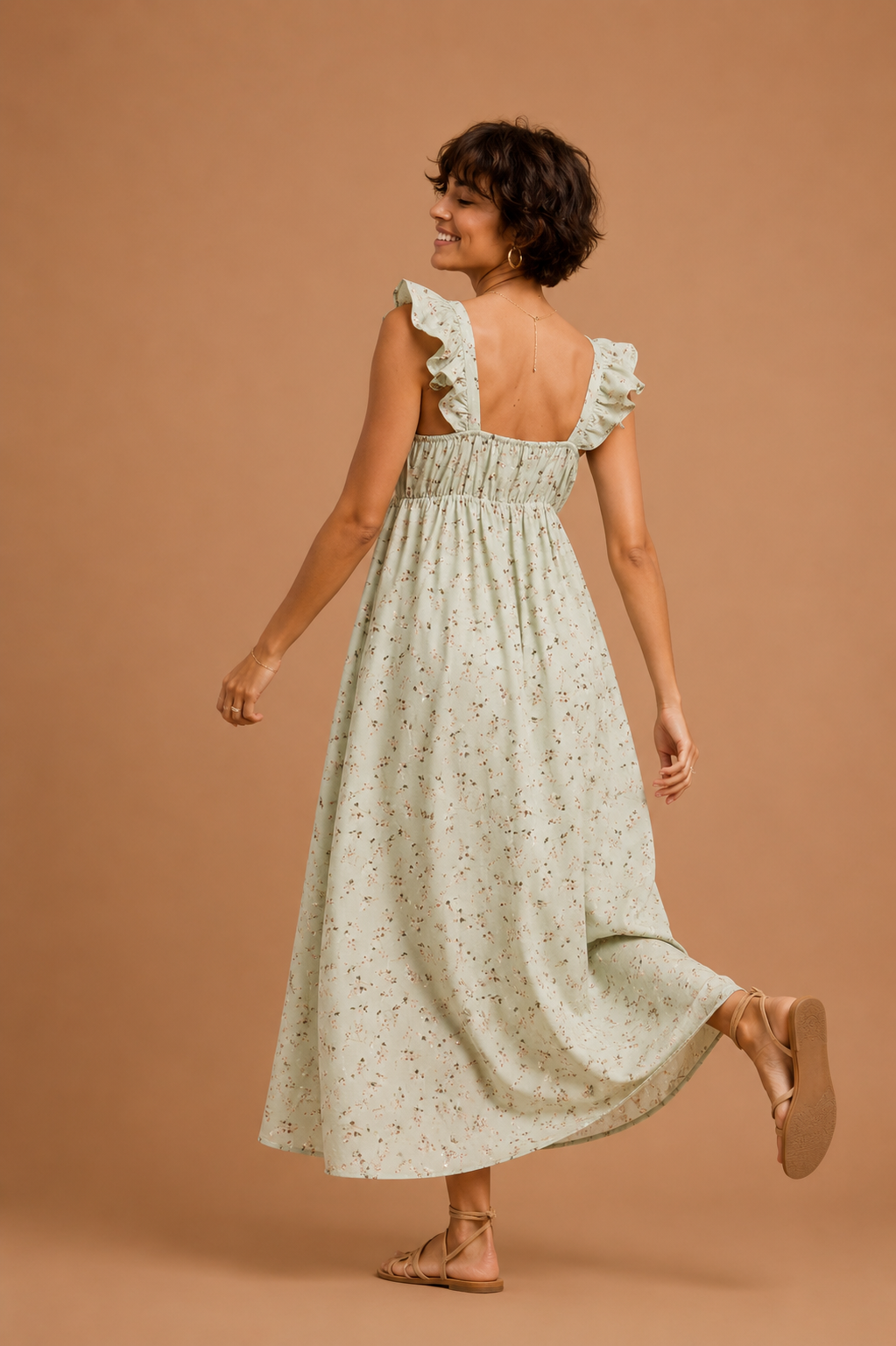 Aurora Floral Ruffle Sleeve Maxi Dress
