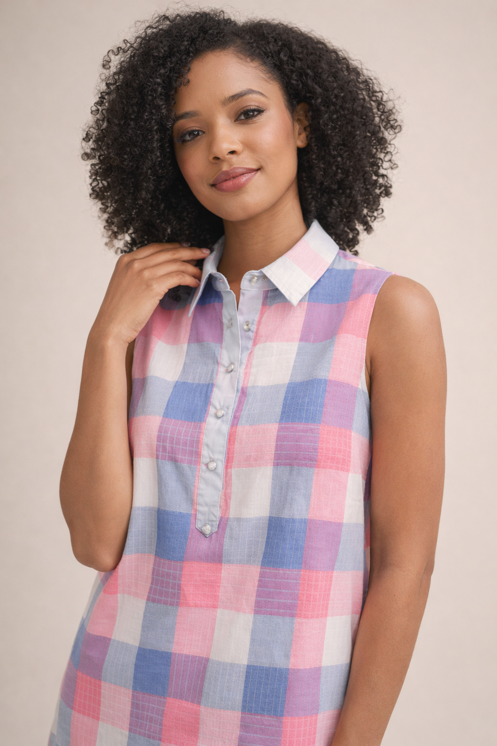 Willow Checkered Plaid Button Down Midi Dress