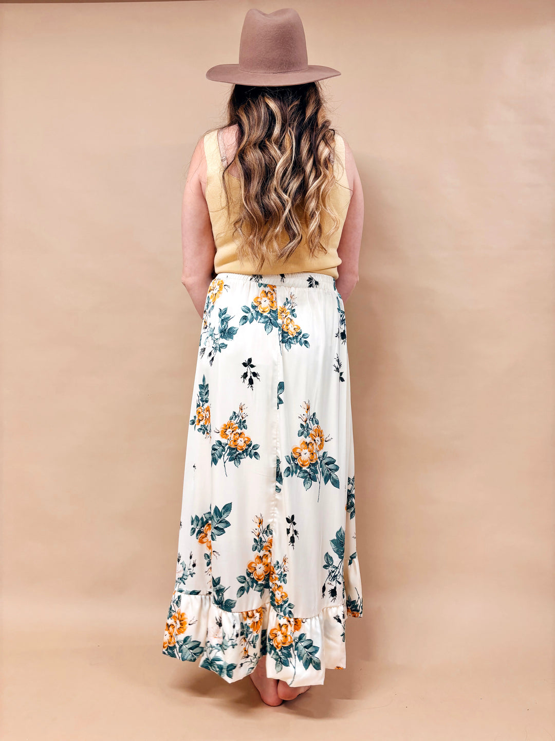 Gretta Floral Bubble Hem Midi Skirt