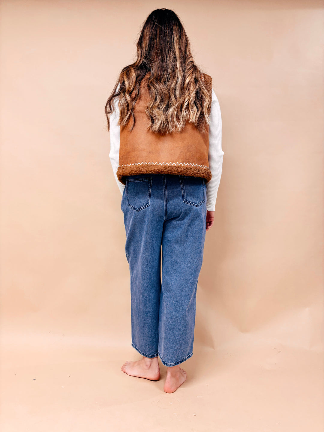 Charlotte Embroidered Suede Sherpa Lined Vest