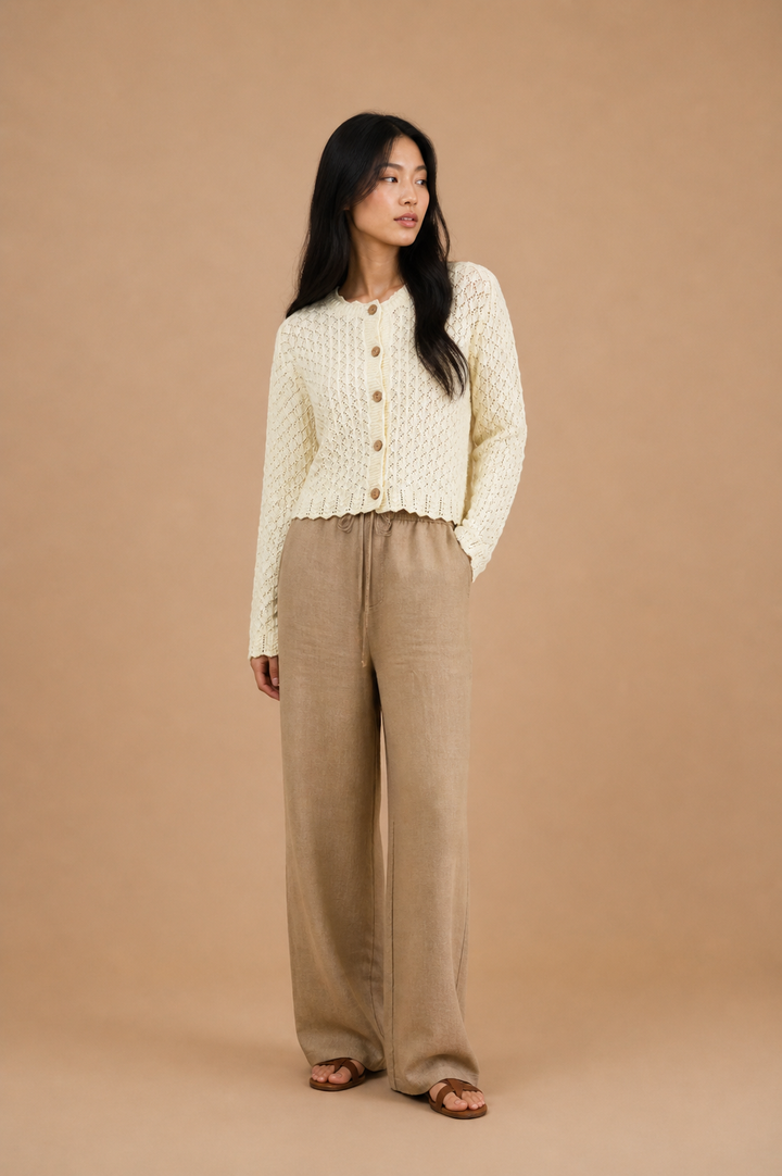 Ava Button Front Crochet Knit Cardigan