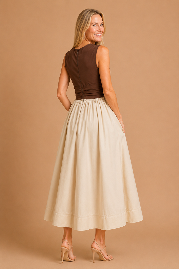 Seraphina Solid Twist Front Midi Dress