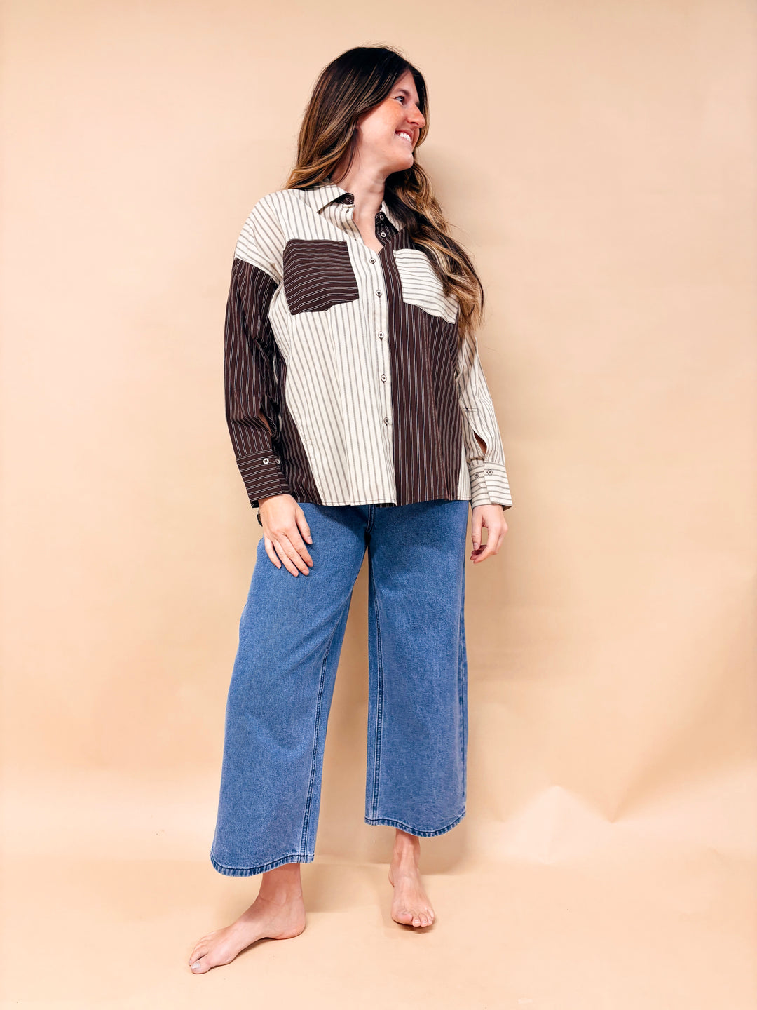 Ophelia Color Block Button Down Shirt