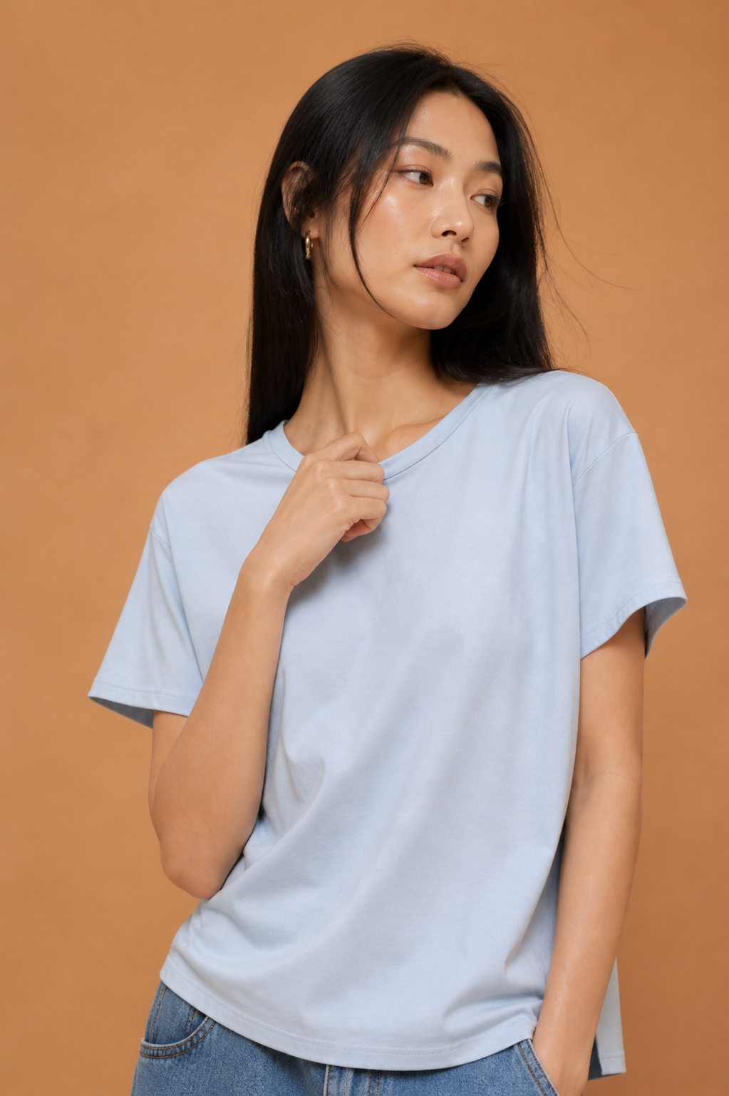 Alina Bamboo Modal Oversized Crewneck Tee