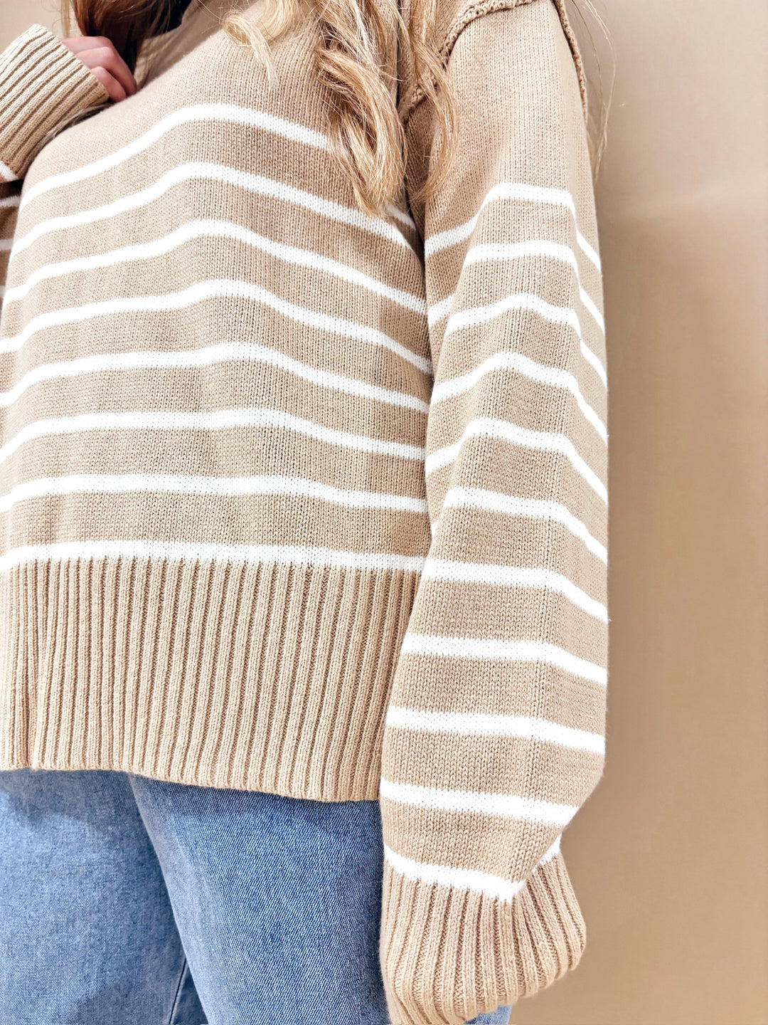 Ivy Drop Shoulder Knit Striped Sweater