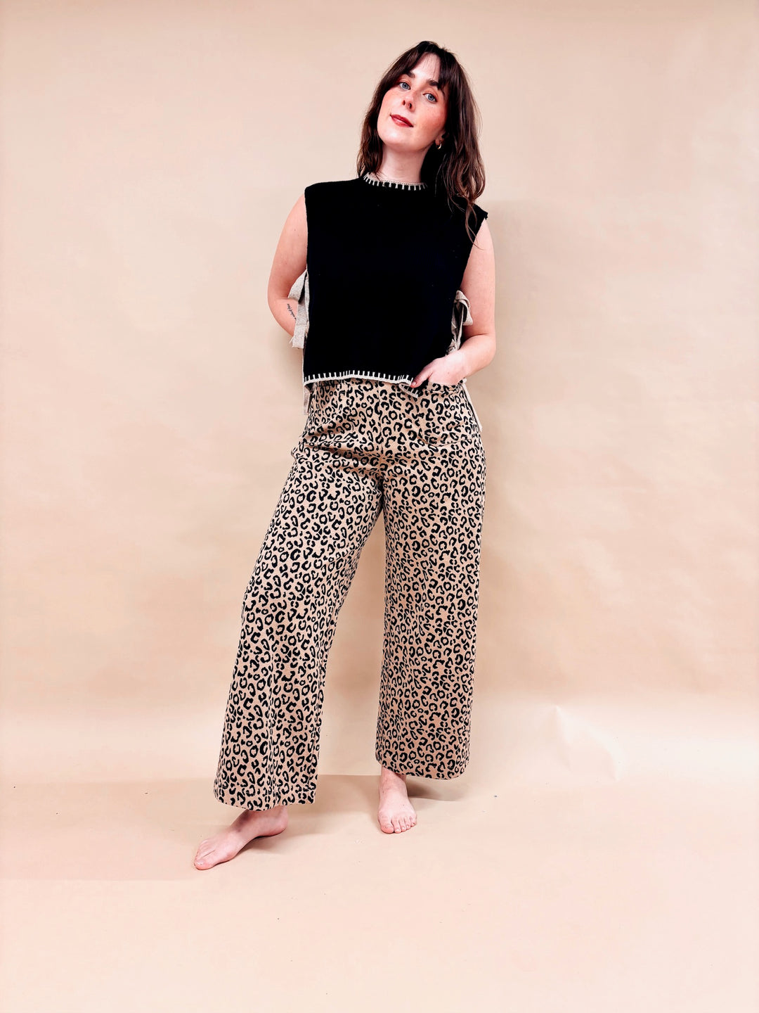 Joey Leopard Print Wide Leg Pant