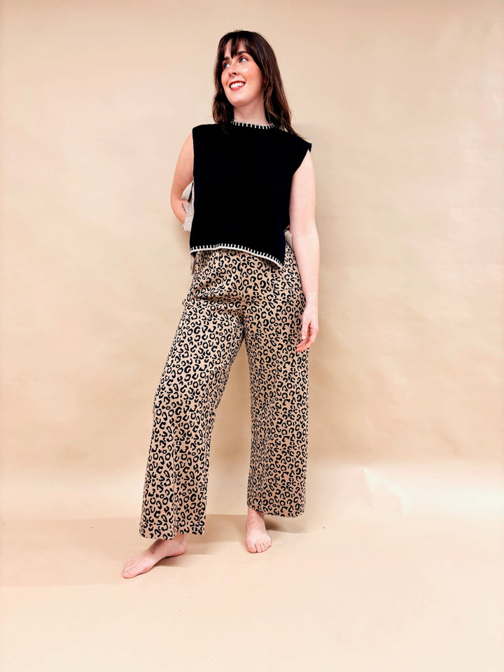 Joey Leopard Print Wide Leg Pant