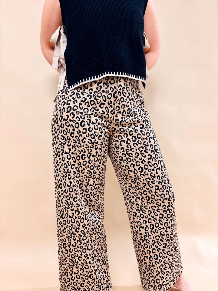 Joey Leopard Print Wide Leg Pant