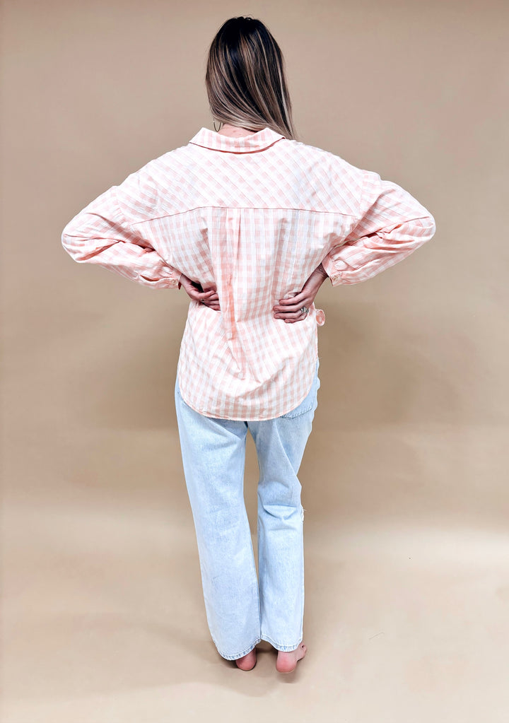 Kai Oversized Button Down Gingham Plaid Shirt