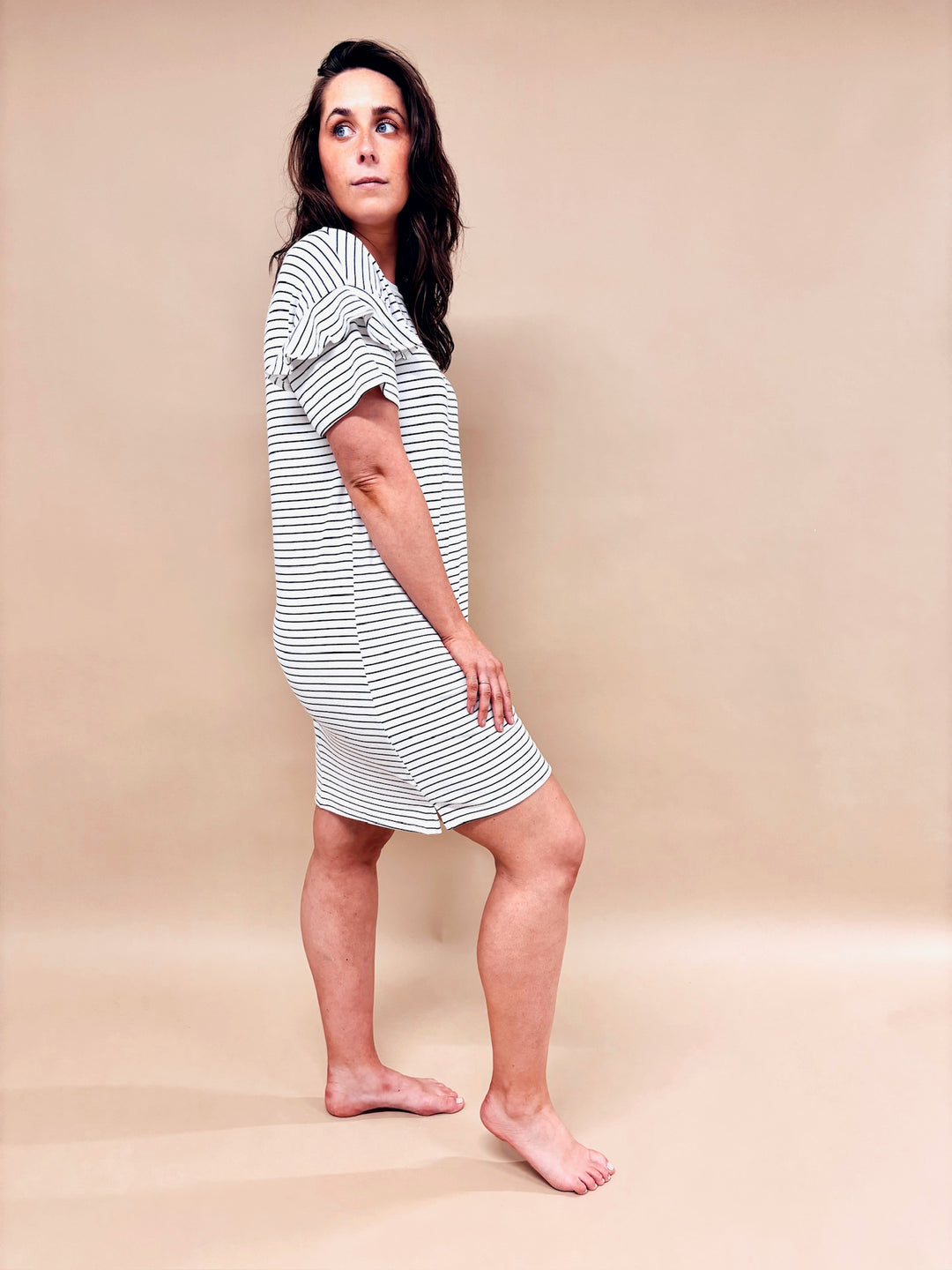 Keyla Striped Short Sleeve T-Shirt Dress