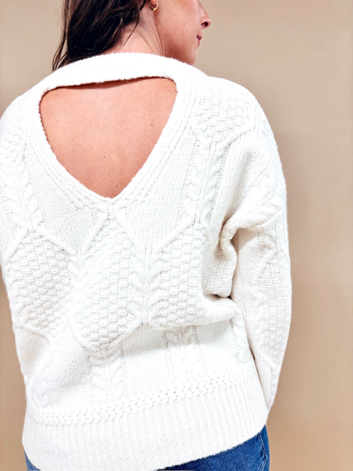 Lila Cable Knit Cutout Back Sweater