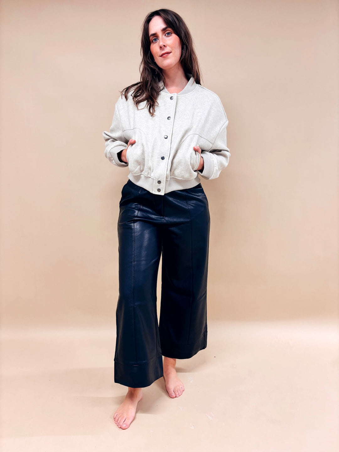 Annika Wide Straight Leg Faux Leather Pant