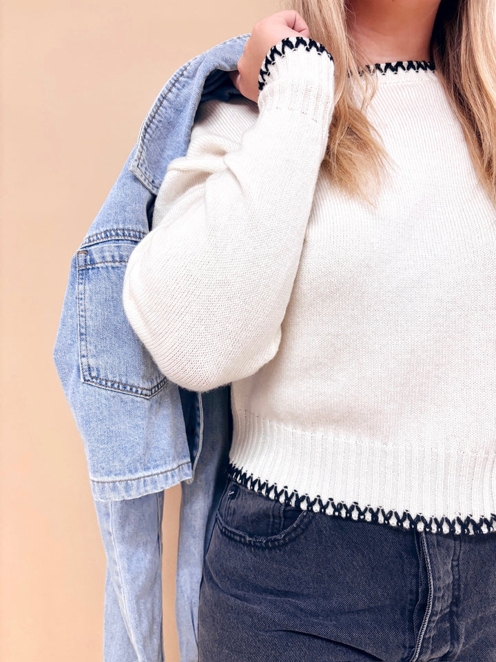 Lucy Color Stitching Detailed Sweater Top