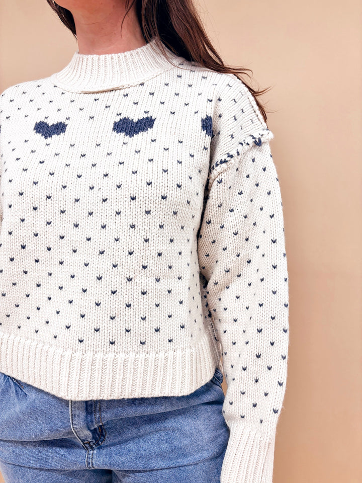 Nicole Heart Print Sweater