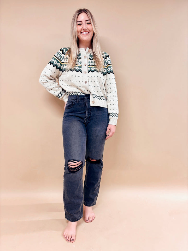 Rachelle Fair-isle Button Down Cardigan