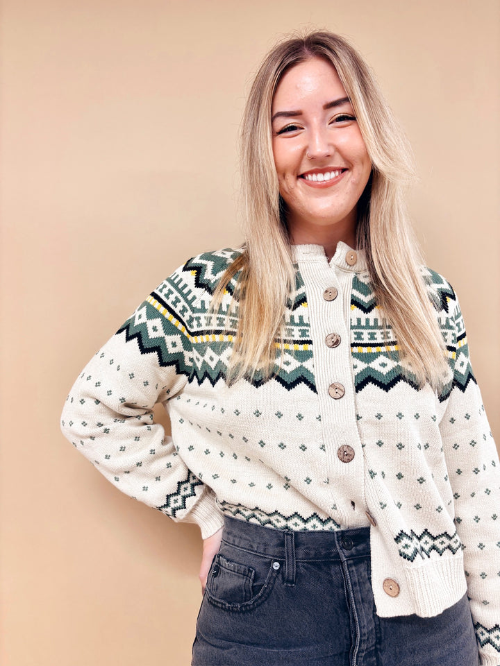 Rachelle Fair-isle Button Down Cardigan