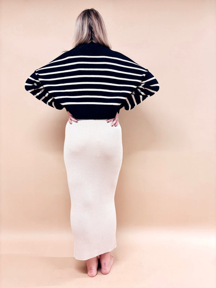 Regan Striped Mock Neck Sweater