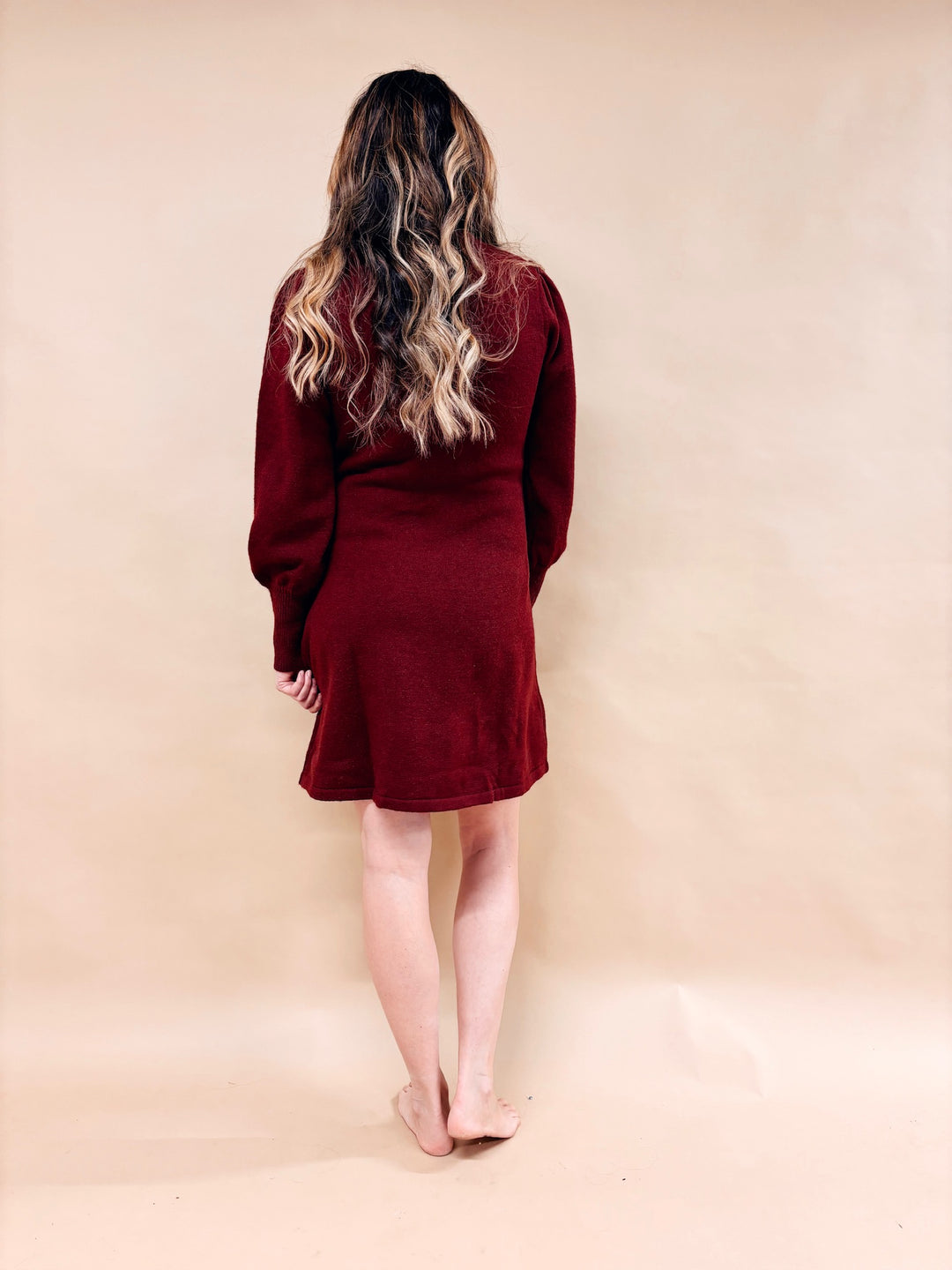 Sara Puff Sleeve Mini Sweater Dress