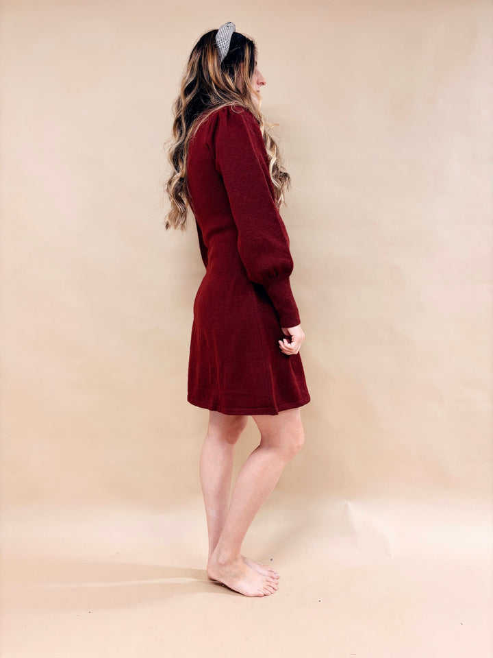 Sara Puff Sleeve Mini Sweater Dress