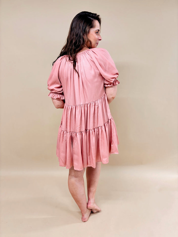 Serenity Satin Puff Sleeve Mini Dress