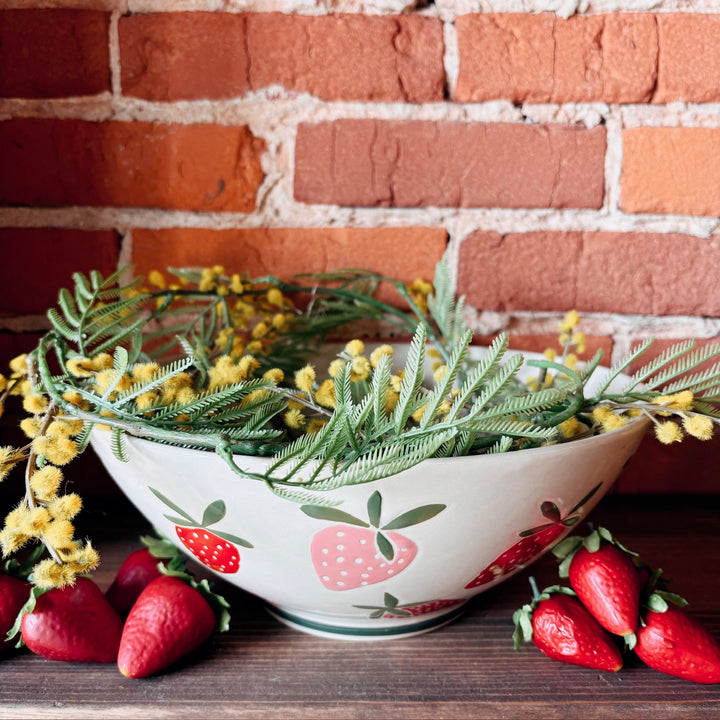 Strawberry Stoneware Bowl