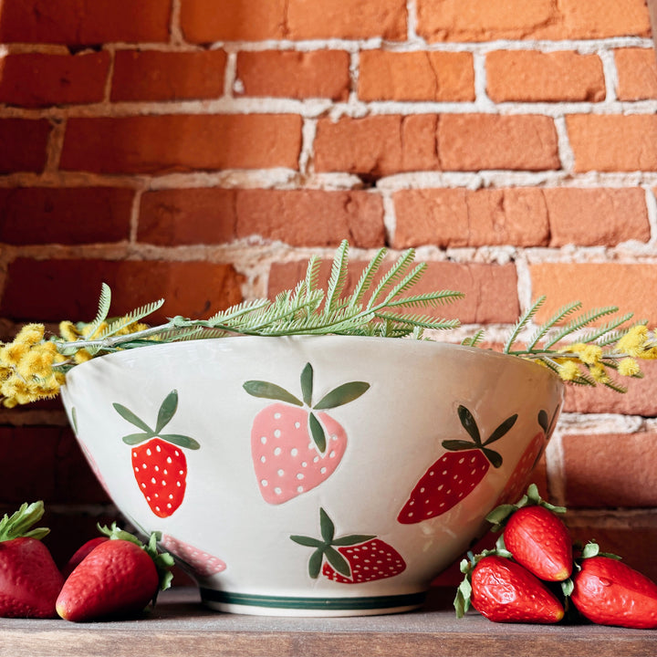 Strawberry Stoneware Bowl