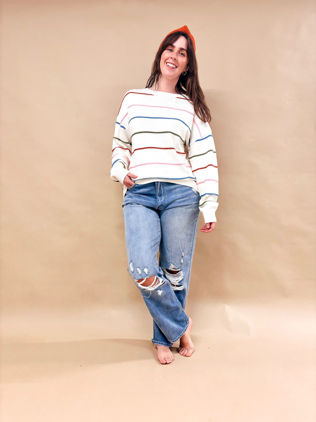 Taylor Multi Striped Crewneck Sweater