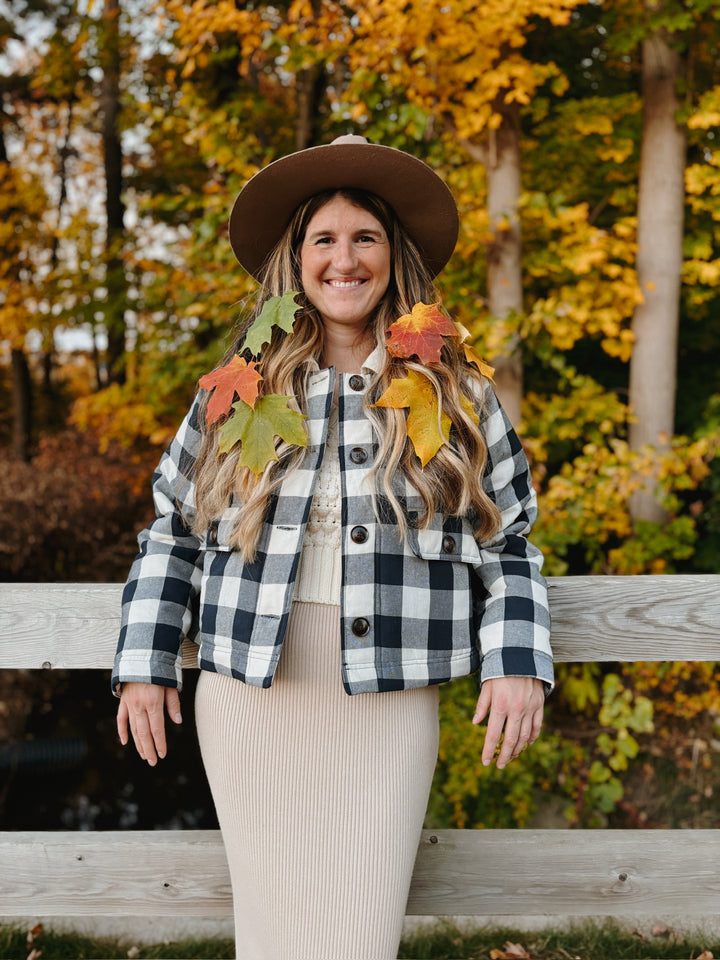 Faye Gingham Plaid Front Pocket Jacket