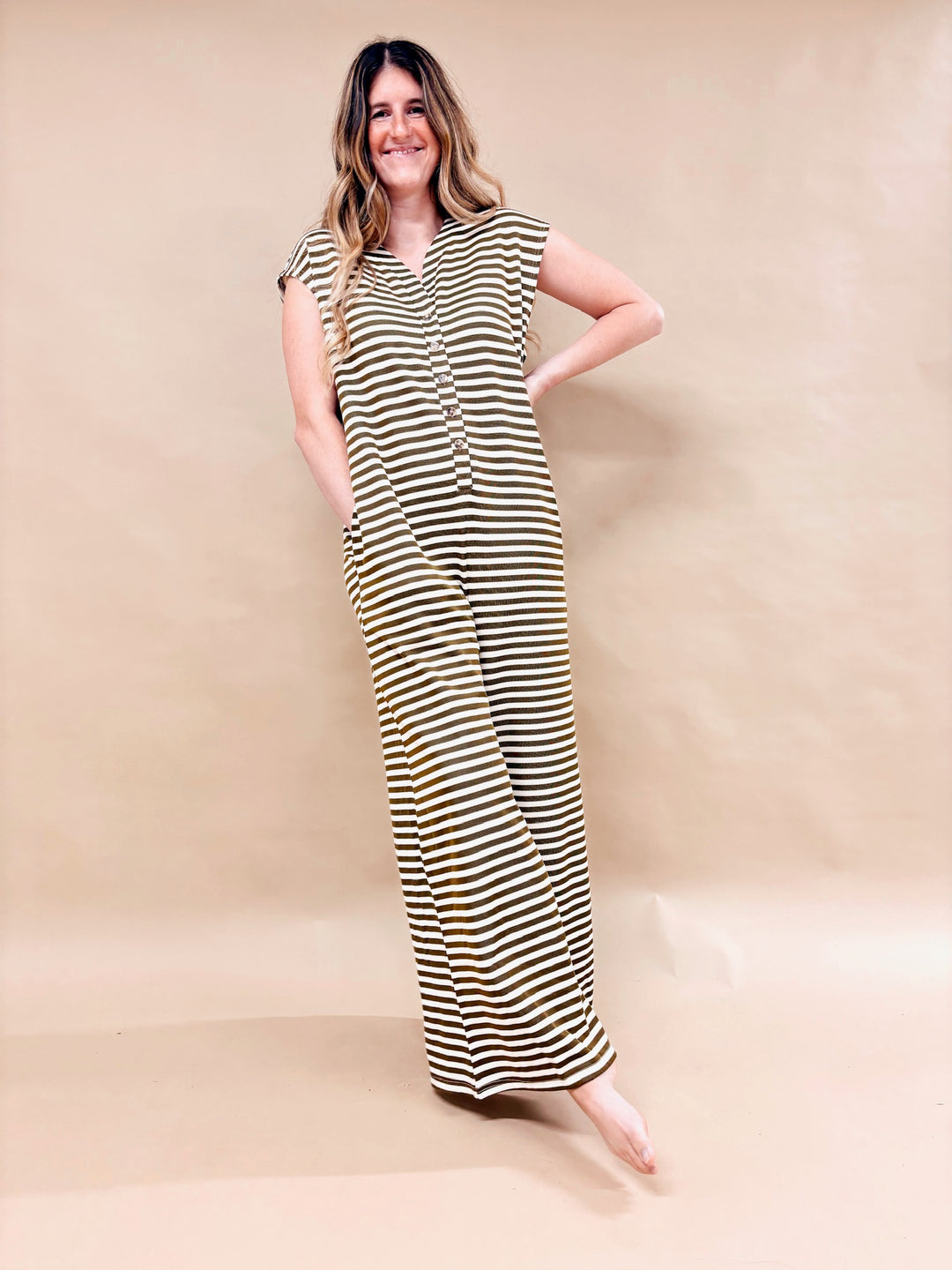 Oaklynn Striped Wide Leg Jumpsuit