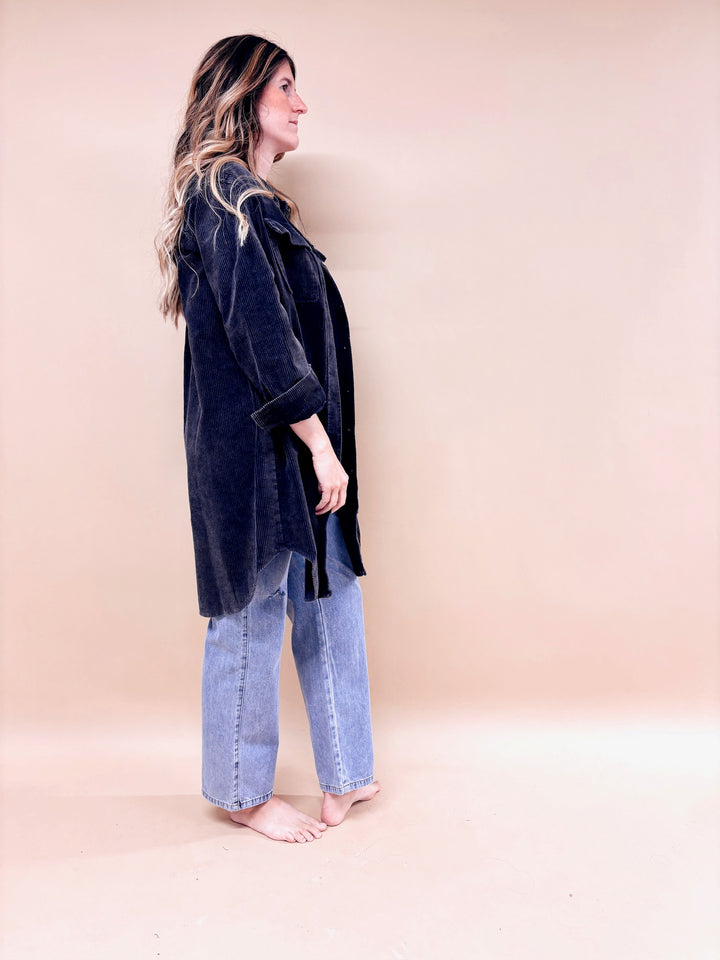 Paris Garment Washed Corduroy Duster Dress