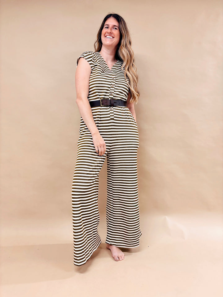 Oaklynn Striped Wide Leg Jumpsuit