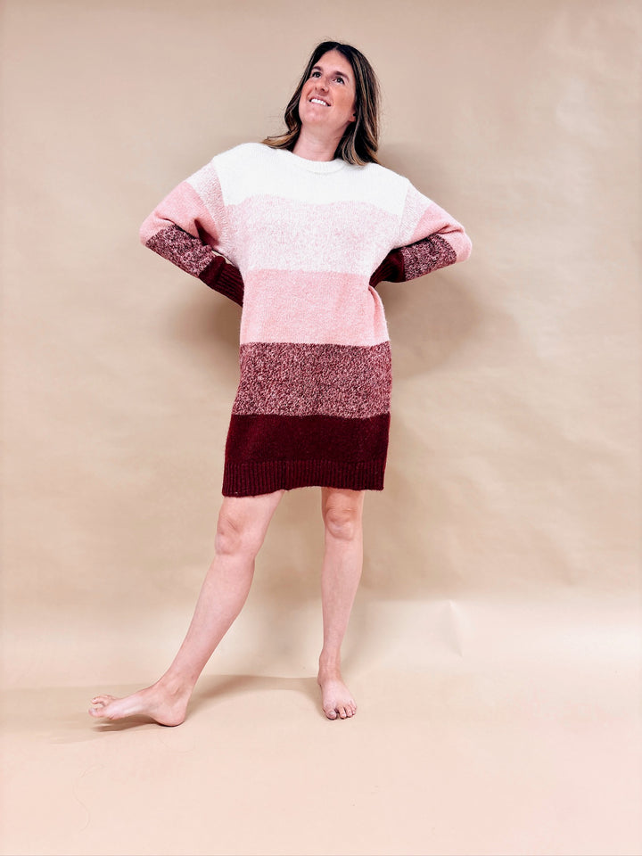 Felica Wool Blend Color Block Sweater Dress