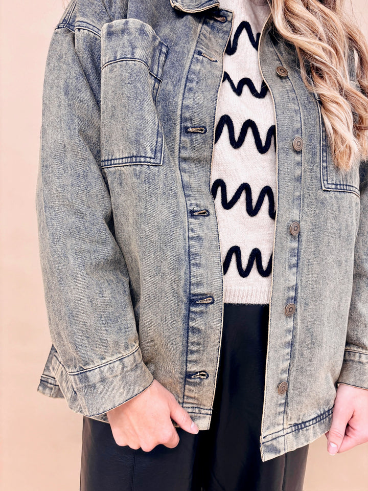 Alli Washed Denim Oversized Denim Jacket