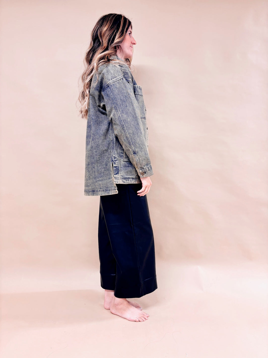 Alli Washed Denim Oversized Denim Jacket