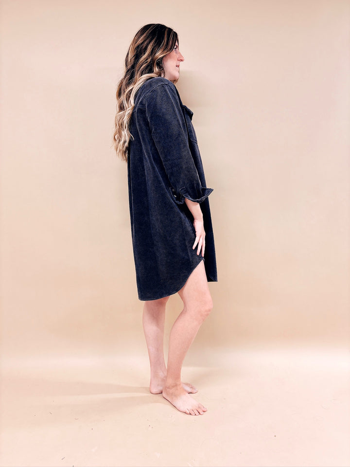 Paris Garment Washed Corduroy Duster Dress