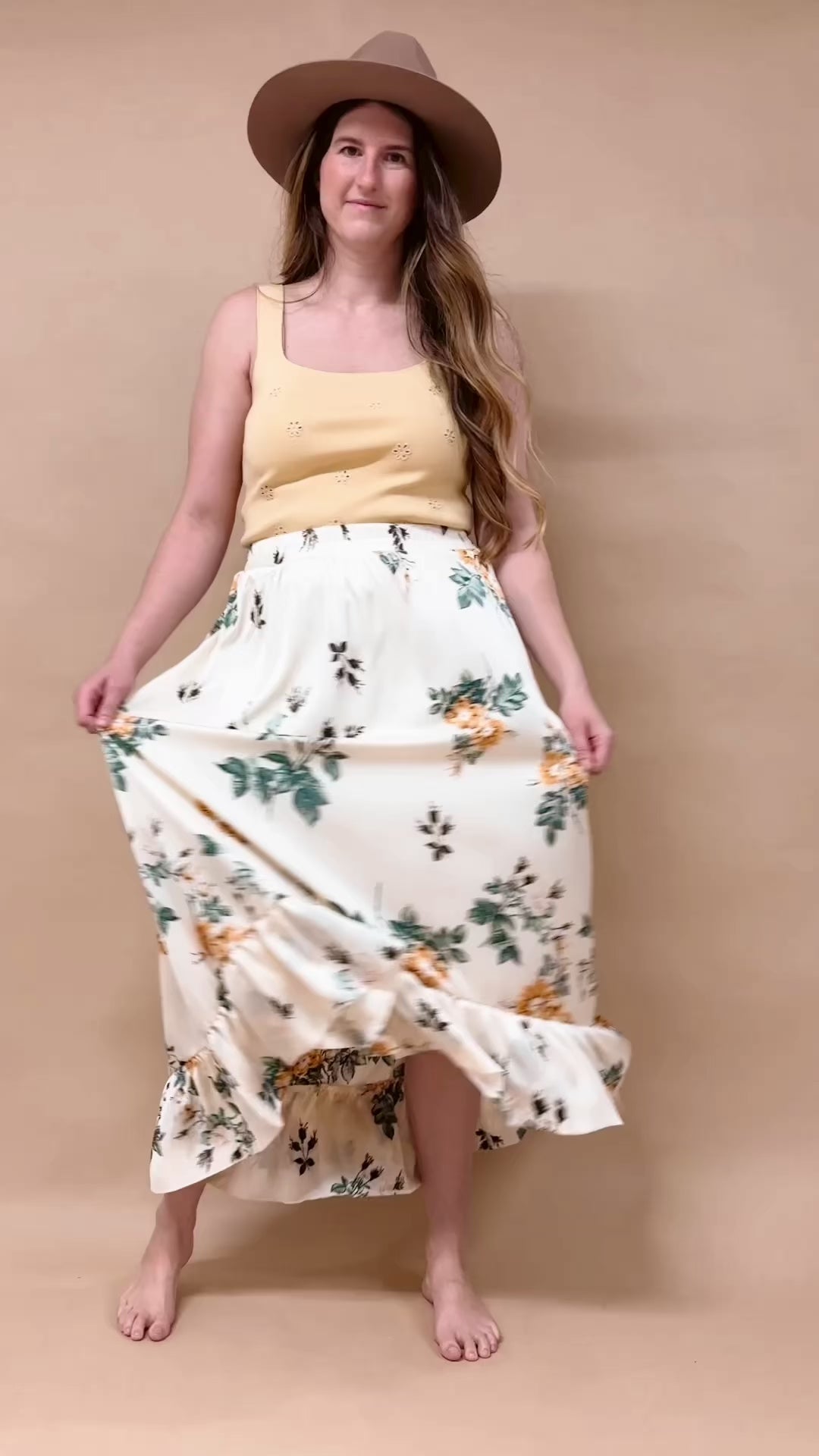 Gretta Floral Bubble Hem Midi Skirt